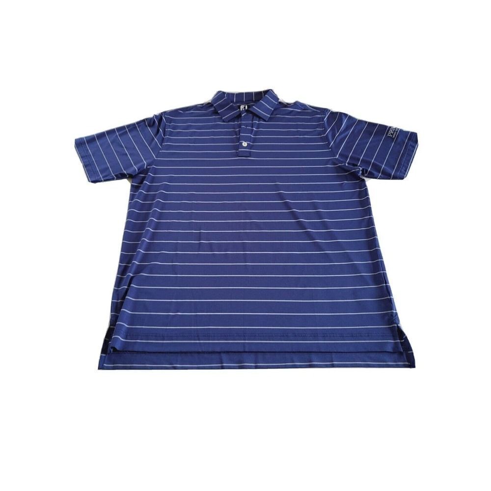 Footjoy Shirt Men Large Blue Golf Polo Stripe Short Sleeve